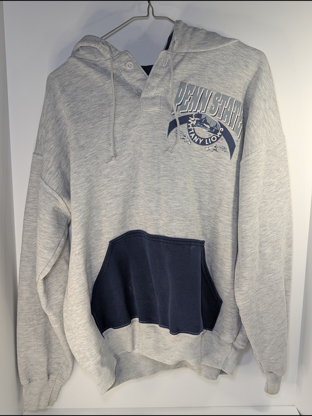Vintage Dodger Penn State Nittany Lions Hoodie Gray Navy Two Tone Mens Large